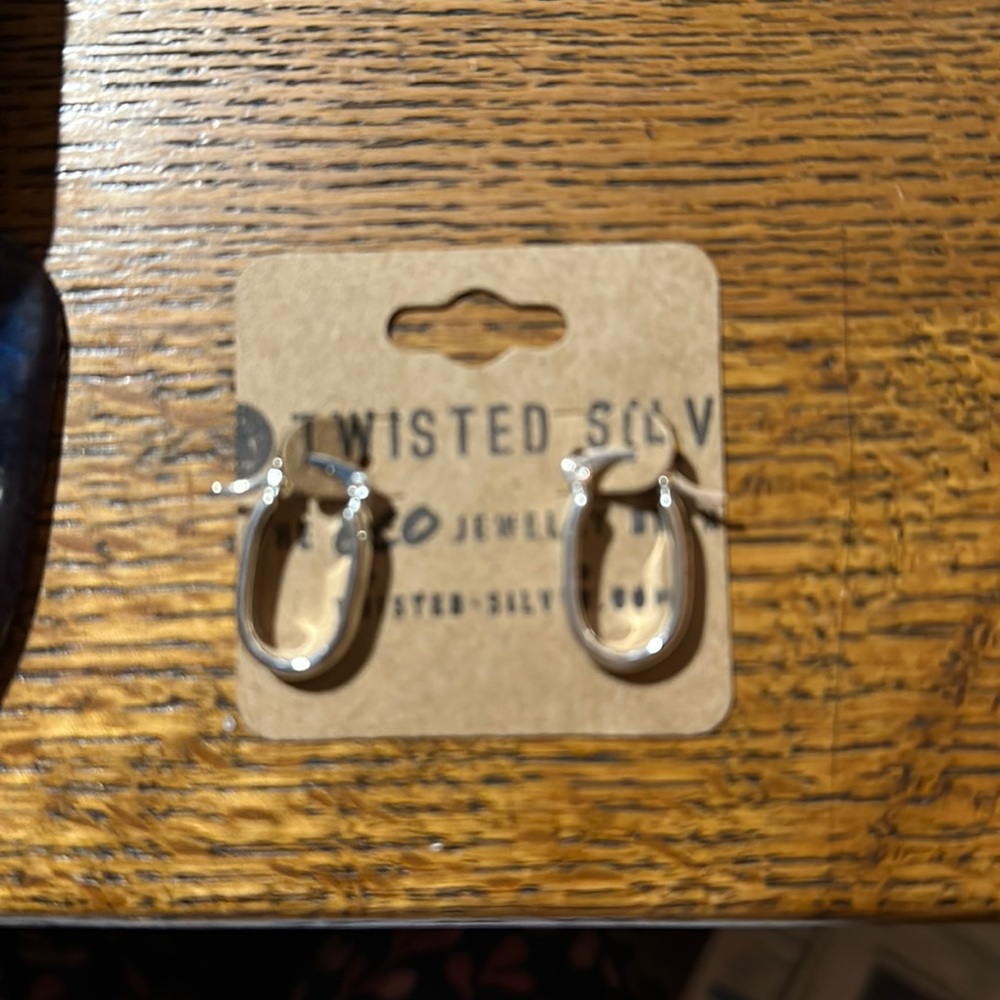 Twisted silver hoop earrings